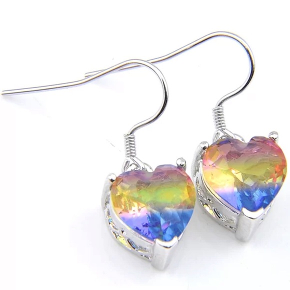 925 Silver tourmaline heart earrings - Picture 4 of 7